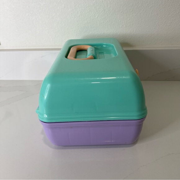 Vintage Caboodles Plastic Organizer Case Green Purple Retro Design Made … - Picture 3 of 12